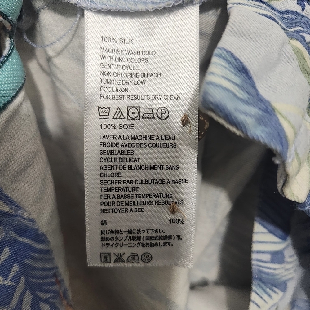 Tommy Bahama Heritage Tortola 100% Silk Original Fit Floral Blue Size S - Picture 4 of 8